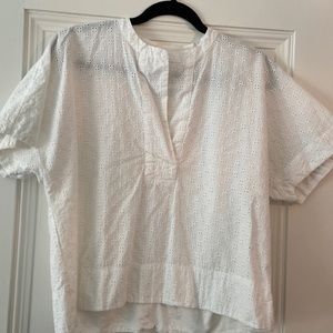 Aritzia Wilfred eyelet top split neck